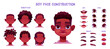 © klyaksun - Boy face construction, child african creation with head parts isolated on white background. Vector cartoon set of black skin kid face generator with eyes, noses, hairstyles, brows and lips