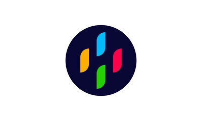 Fototapete - H Logo. Letter H negative space logo on circle vector template