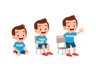 little kids with pose sit and standing