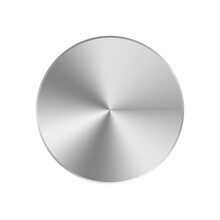 Metal Circle. Steel Texture. Radial Silver Button. Round Gradient Circle. Circular Aluminum Badge. Chrome Metallic Plate. Shiny Logo. Vector