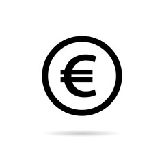 Poster - Euro icon. Symbol of money currency. Financial sign isolated on white background. Black coin logo for price, save and exchange. Vector