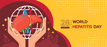 World Hepatitis Day - Hands White Line Liver With On Red Brown Map World Texture Background Vector Design