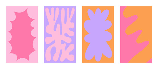 Poster - Vector backgrounds in groovy psychedelic style - abstract backdrops and design templates