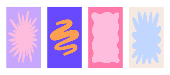 Poster - Vector backgrounds in groovy psychedelic style - abstract backdrops and design templates