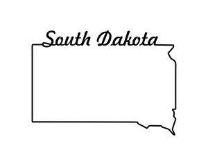 Wall Mural - US state map. South Dakota outline symbol. Vector illustration