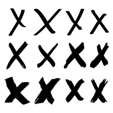 Hand Drawn Cross Mark. Doodle Set Of Wrong Sign Or False Mark. Vector Illustration