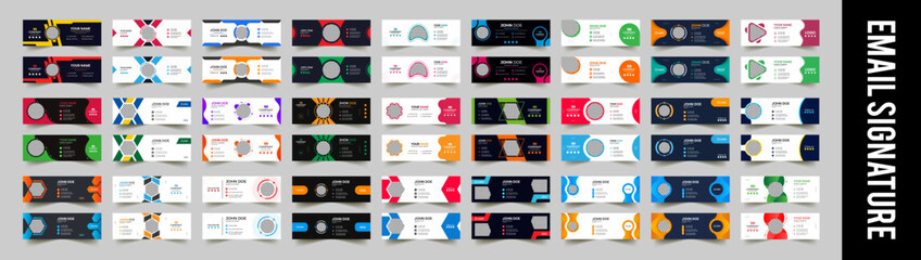 Set of modern email signature design, modern creative email signature design, Corporate mail business email signature banner, Email signature bundle, 27 different email signature templates