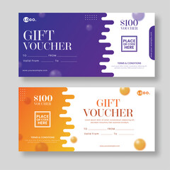 Sticker - Gift Voucher Or Coupon, Certificate Banner Design In Two Color Options.