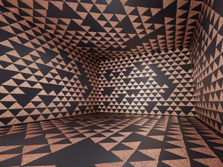 Poster - abstract room background made of dark and light triangles for product advertising and text placement. 3d render. 3d illustration