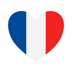 Wall Mural - Vector flat France flag heart isolated on white background