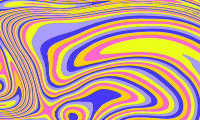 Poster - Op-art psychedelic background with distorted and wavy lines and curves. The 60s and 70s hippie style.