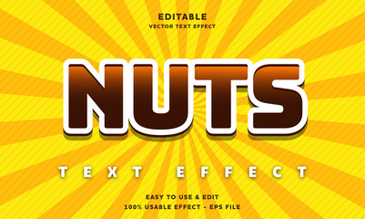 nuts editable text effect with modern and simple style, usable for logo or campaign title