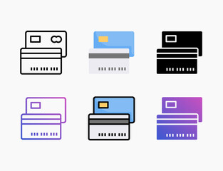 Wall Mural - Credit Card icon set with different styles. Style line, outline, flat, glyph, color, gradient. Editable stroke and pixel perfect. Can be used for digital product, presentation, print design and more.