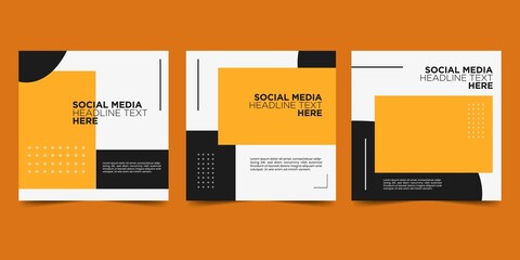 Wall Mural - Black white orange minimalist social media post templates.