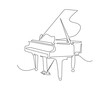 Continuous line art of Grand Piano. One line drawing abstract Grand Piano.