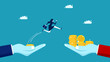Jump into a high paying job. change job. business concept vector illustration