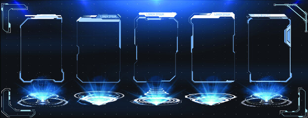 Poster - vr Sci-fi digital interface elements HUD for Game, UI, UX, KIT.  VR, icons, bar labels and lines. HUD collection for UI, UX, GUI design. Vector graphics and other. HUD UI, VR vector elements.