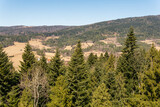 Fototapeta Na ścianę - Amazing aerial panoramic view on the mountains, forest, village from observation deck in Poland, Rabka-Zdroj