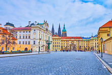 Archbishop's Palace And Prague Castle Buildings, Hradcany, Prague, Czech Republic