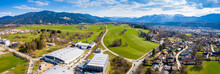 Bad Toelz Aerial Panorama. Bavarian Alps. Karwendel