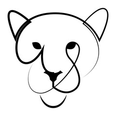 Wall Mural - Lioness line art logo template. Puma, lion or jaguar head line icon. Vector illustration.