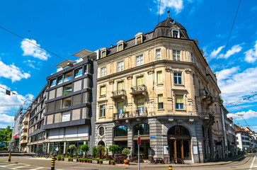 Poster - Traditional architecture of the old town of Basel in Switzerland