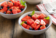 Juicy And Refreshing Summer Fruit Salad With Watermelon