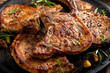 Grilled or pan fried pork chops on the bone