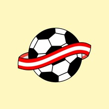 Football Themed Logo Vector Design Wrapped With Austrian National Flag