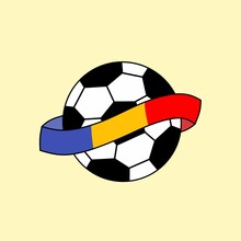 Football Themed Logo Vector Design Wrapped With The National Flag Of Romania