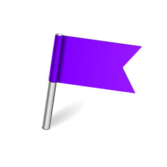 Wall Mural - Violet flag map pin isolated on a white background