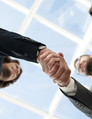 Fototapete - Successful business people handshake greeting deal concept