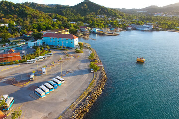 Wall Mural - An aerial view of a tropical beach in Roatan Honduras