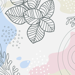 Wall Mural - botanical art. abstract organic vector shapes, leaves, plants. natural template in doodle style for 