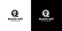 Modern And Unique Black Hat Detective Illustration Logo Design 7