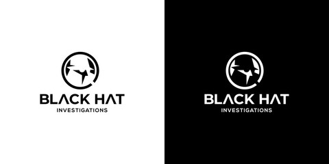 Modern and unique black hat detective illustration logo design 2