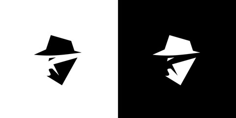 Modern and unique black hat detective illustration logo design 5