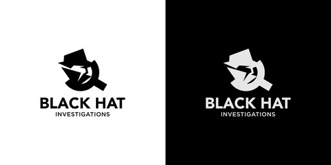 Modern and unique black hat detective illustration logo design
