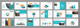 Fototapeta  - Business presentation infographic elements template set. Keynote presentation background, slide templates design, website, brochure cover, landing page, annual report brochure. Vector Illustration