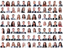Portraits Of Successful Employees Isolated On A White