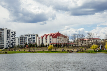 Wall Mural - Sts John and Paul Apostles Church over Balaton Lake, Goclaw area of Warsaw, Poland