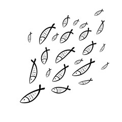 Sticker - Hand Drawn Fishes Pattern