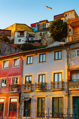 Sticker - Old town facades sunset Porto