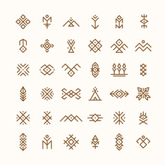 tribal and boho style symbols. native icons. vector illustration