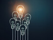 Leadership concept with hand drawn light bulbs. Idea concept, training, motivation, inspiration, symbol