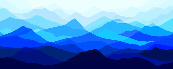 Wall Mural - Multicolor mountains, silhouette waves, abstract color shapes, modern background, vector design Illustration 