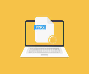 Poster - Laptop and download PNG file logo design. Document downloading concept, Arrow downloading, simple download icon vector design and illustration.
