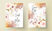 Wedding Invitation Template Set With Elegant Brown Floral