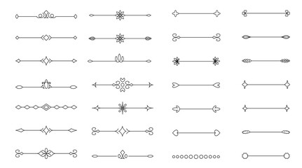 Poster - Dividers decor set. Collection of classic vintage separators. Vector black linear text dividers on a white background. Outlines label a set of border elements.
