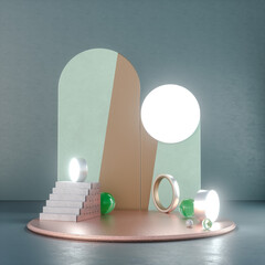 Poster - 3D Illustration. Abstract background with a podium. For product presentation